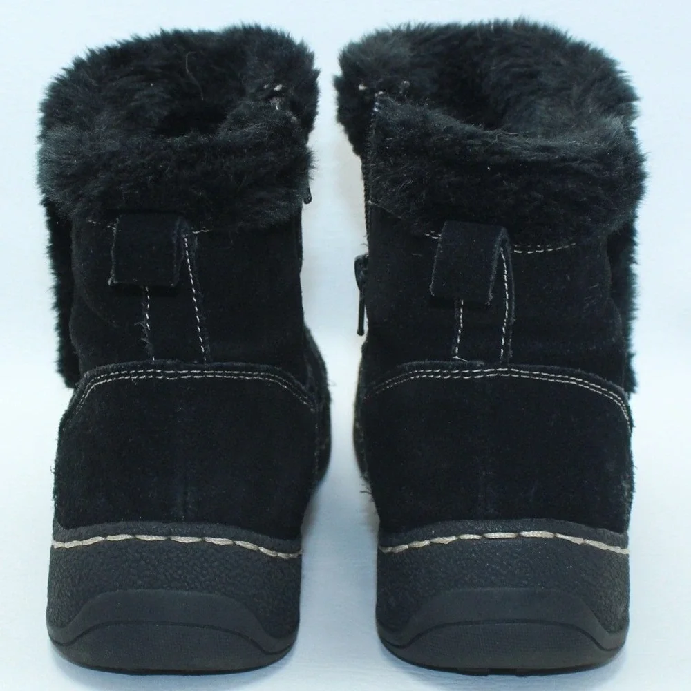 Bass Nadia‎ Black Suede Faux Fur Trim Ankle Boots Womens 9.5 M 5022-001 Zip Up